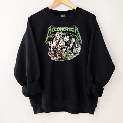 Alcoholica Vintage 80s Heavy Metal Band Fan Retro Black Unisex T-Shirt