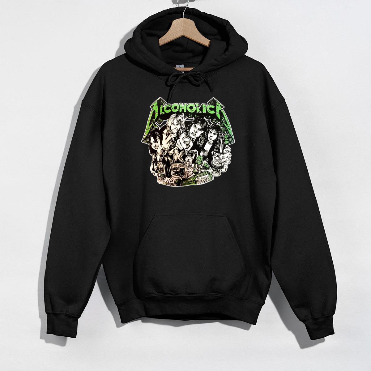 Alcoholica Vintage 80s Heavy Metal Band Fan Retro Black Unisex T-Shirt