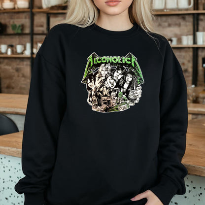 Alcoholica Vintage 80s Heavy Metal Band Fan Retro Black Unisex T-Shirt