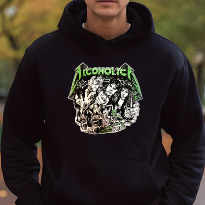 Alcoholica Vintage 80s Heavy Metal Band Fan Retro Black Unisex T-Shirt