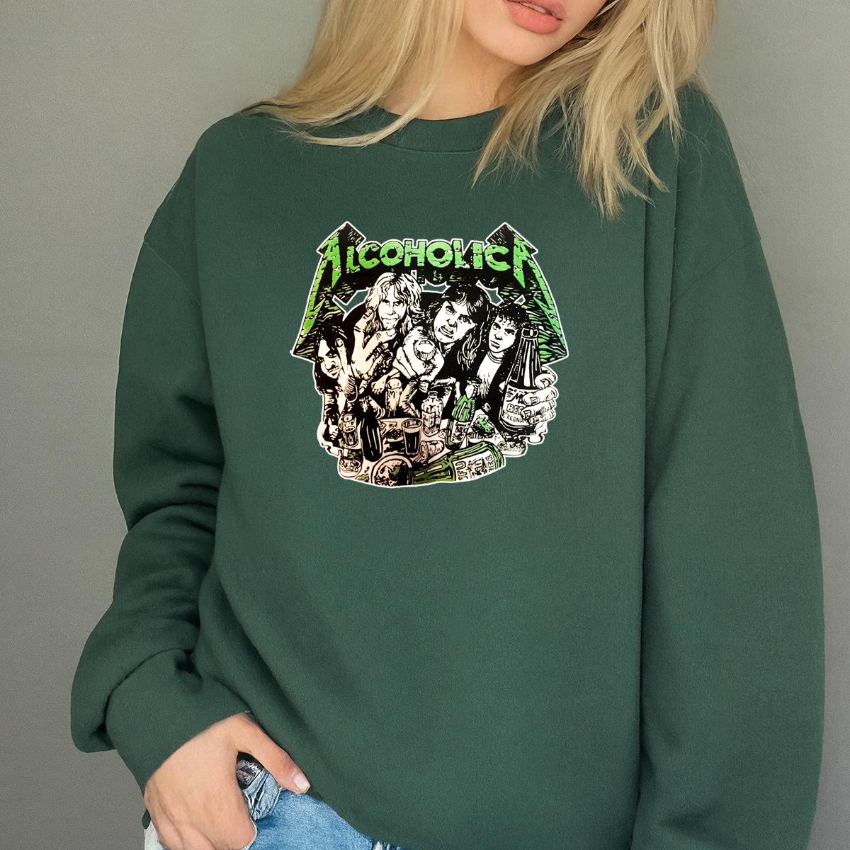 Alcoholica Vintage 80s Heavy Metal Band Fan Retro Black Unisex T-Shirt