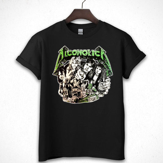 Alcoholica Vintage 80s Heavy Metal Band Fan Retro Black Unisex T-Shirt