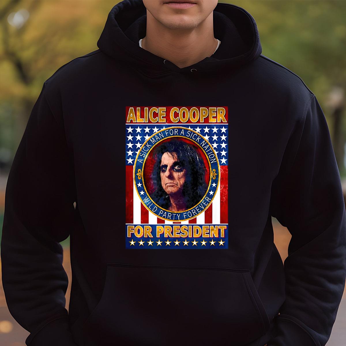 Alice Cooper Vintage 70s Rock Band For President A Sick Man A Sick Nation Official Fan Unisex T-Shirt