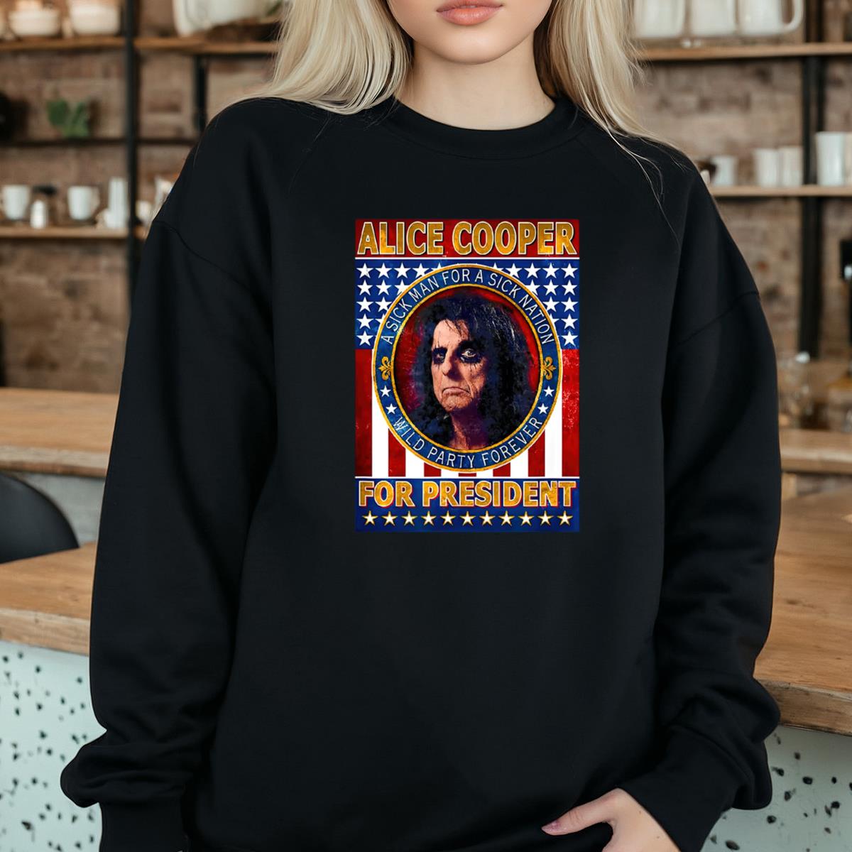Alice Cooper Vintage 70s Rock Band For President A Sick Man A Sick Nation Official Fan Unisex T-Shirt
