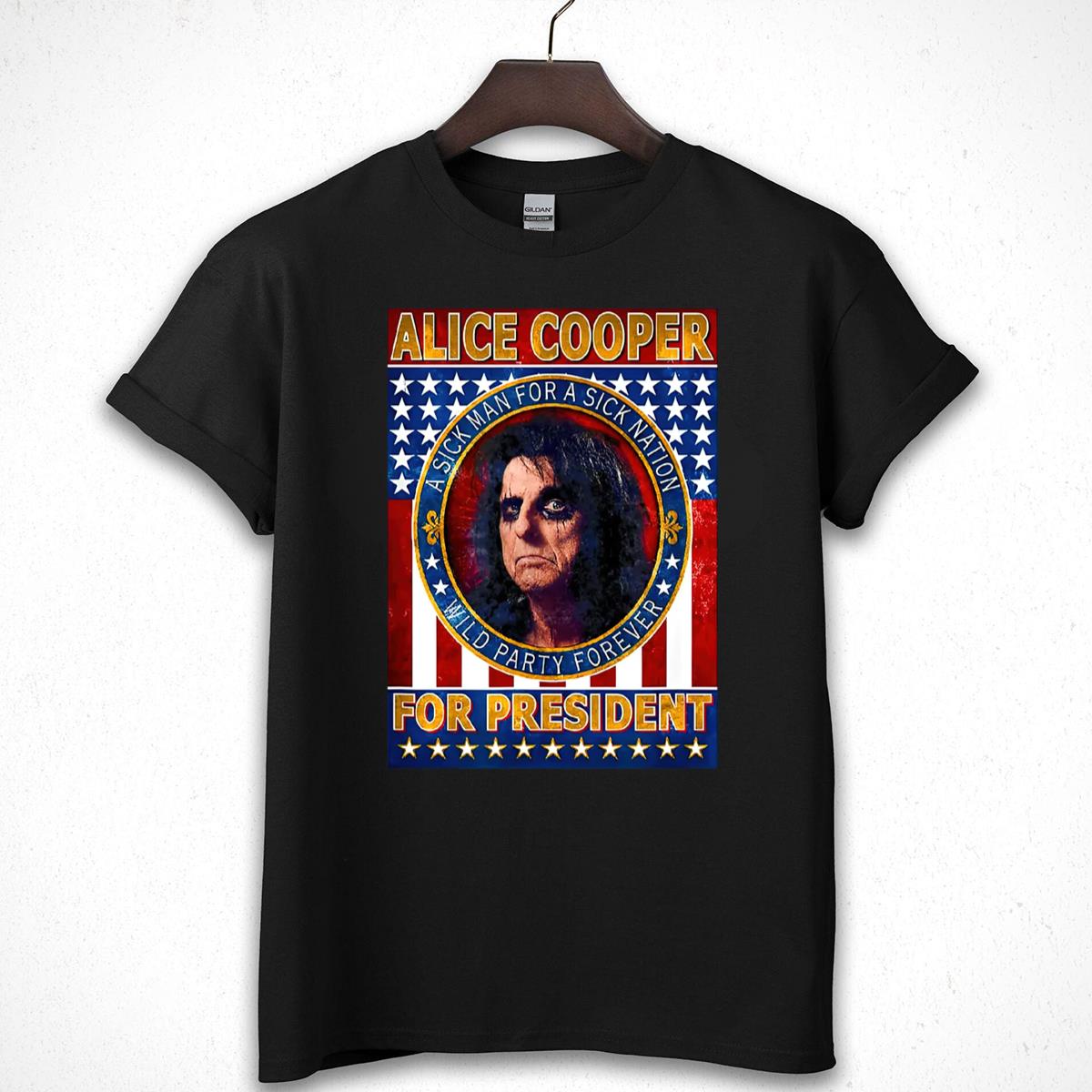 Alice Cooper Vintage 70s Rock Band For President A Sick Man A Sick Nation Official Fan Unisex T-Shirt