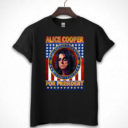 Alice Cooper Vintage 70s Rock Band For President A Sick Man A Sick Nation Official Fan Unisex T-Shirt