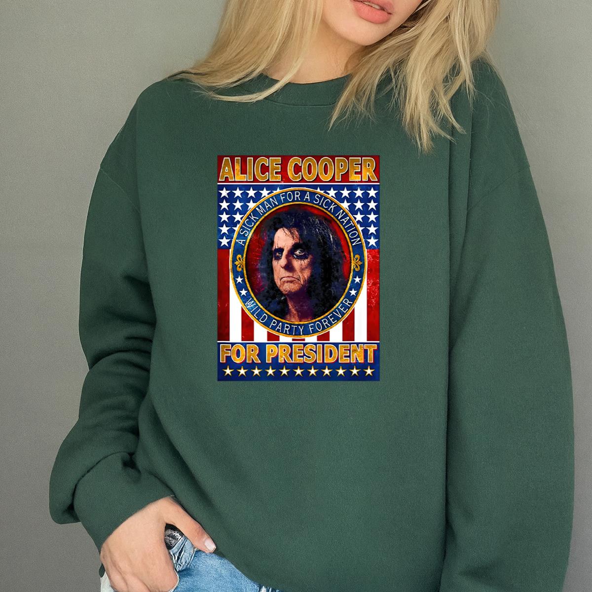 Alice Cooper Vintage 70s Rock Band For President A Sick Man A Sick Nation Official Fan Unisex T-Shirt