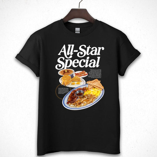 All-Star Breakfast Vintage 80s Retro Fan Black Unisex T-Shirt