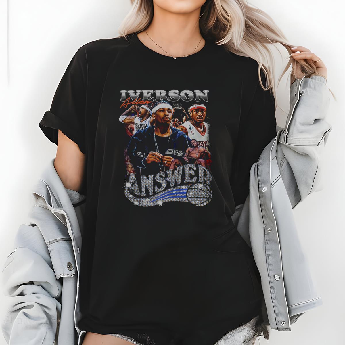 Allen Iverson The Answer Vintage 90s Philadelphia 76ers Collector Edition Basketball Fan Black Unisex T-Shirt