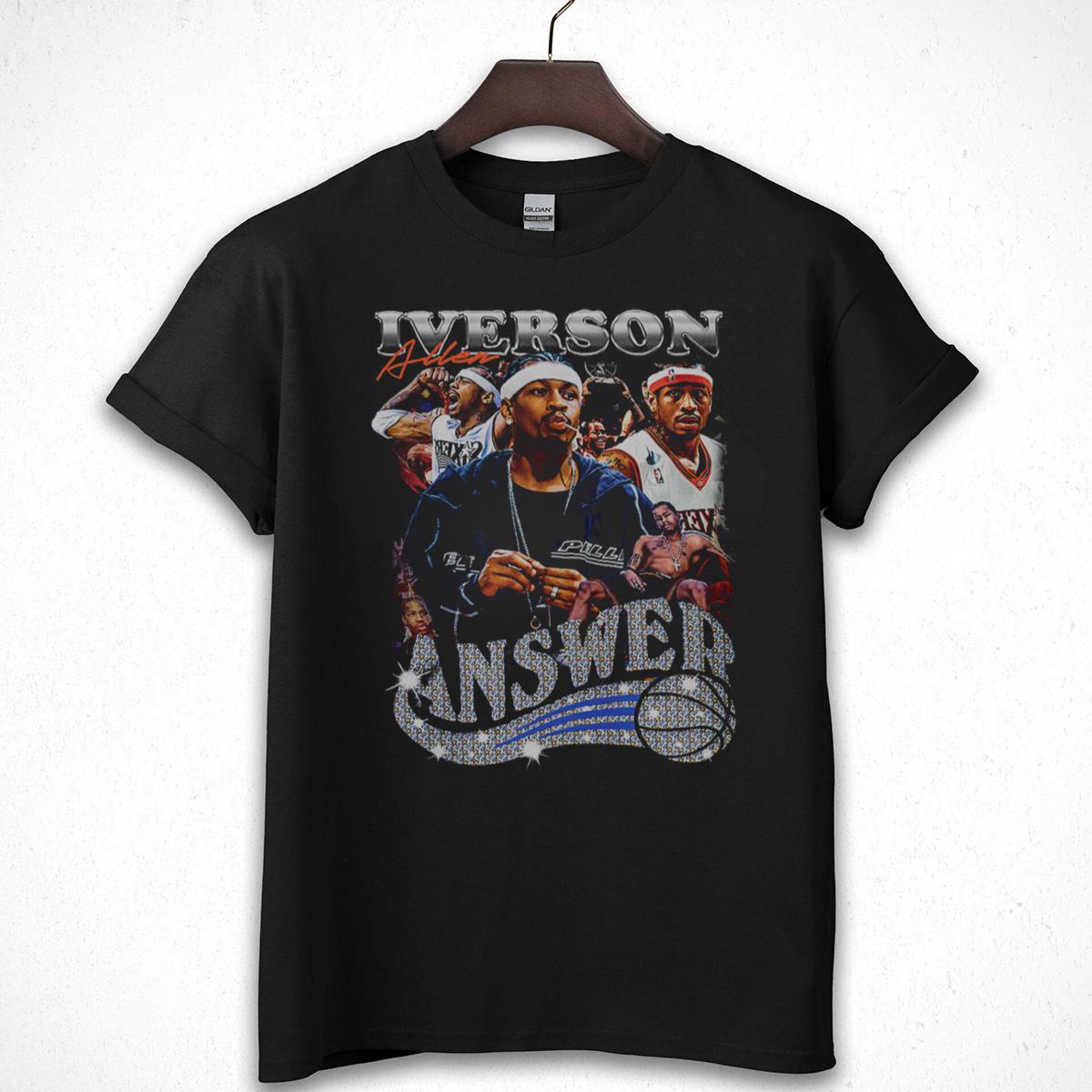 Allen Iverson The Answer Vintage 90s Philadelphia 76ers Collector Edition Basketball Fan Black Unisex T-Shirt