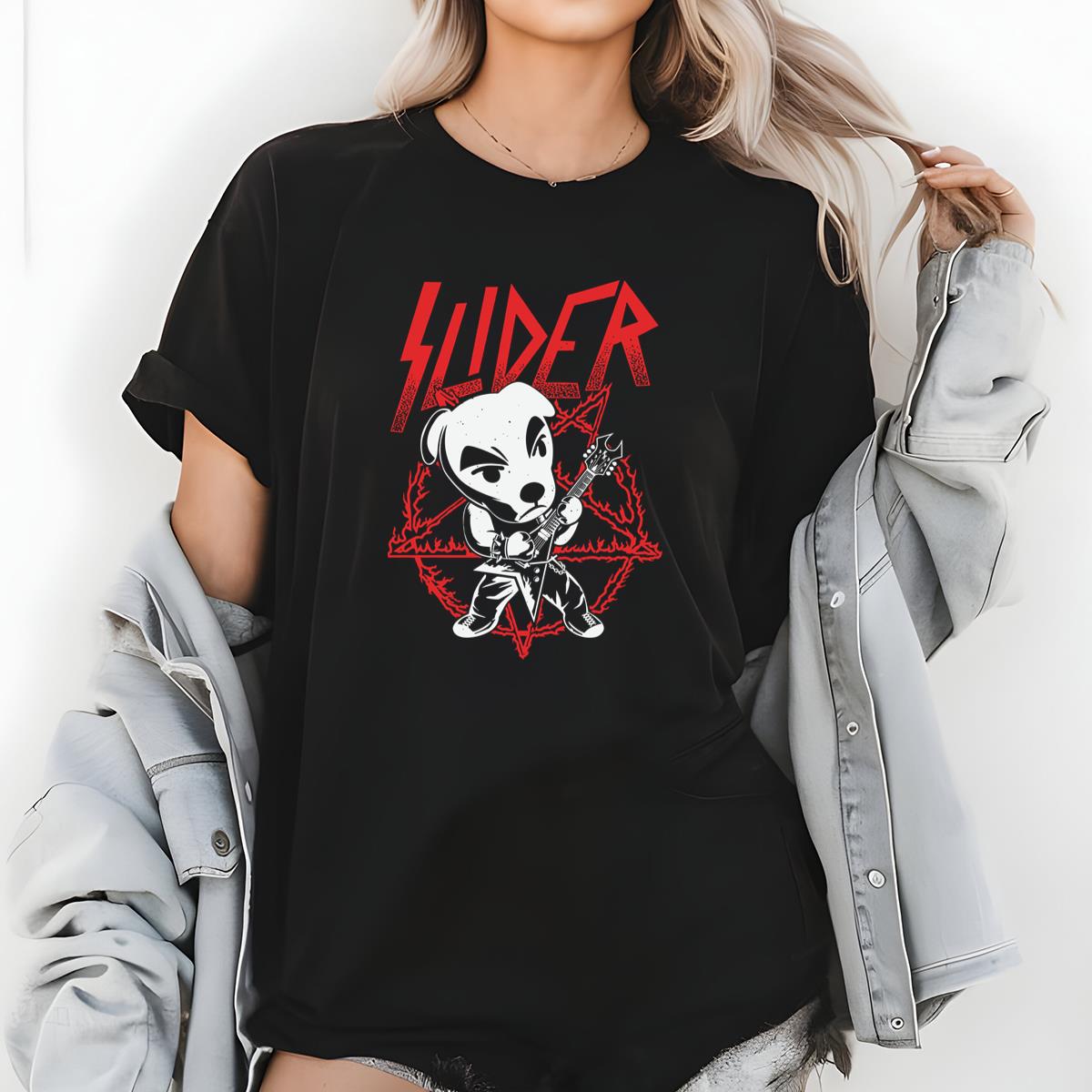 Animal Crossing Cute Slider Heavy Metal Vintage 90s Fan Black Unisex T-Shirt