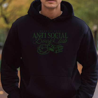 Anti Social Book Club Vintage Reading Lover Crewneck Sweatshirt Cotton Gray Unisex