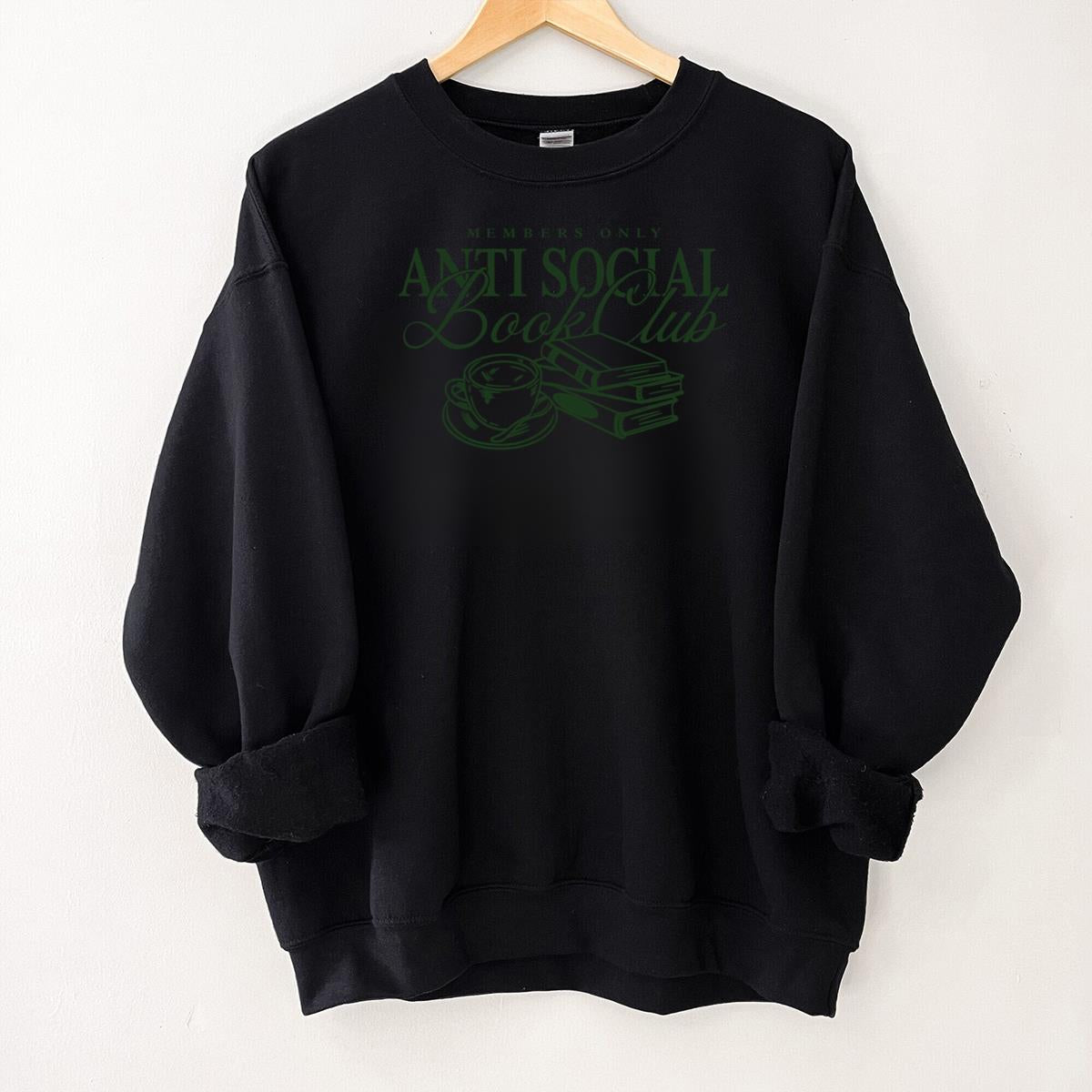 Anti Social Book Club Vintage Reading Lover Crewneck Sweatshirt Cotton Gray Unisex
