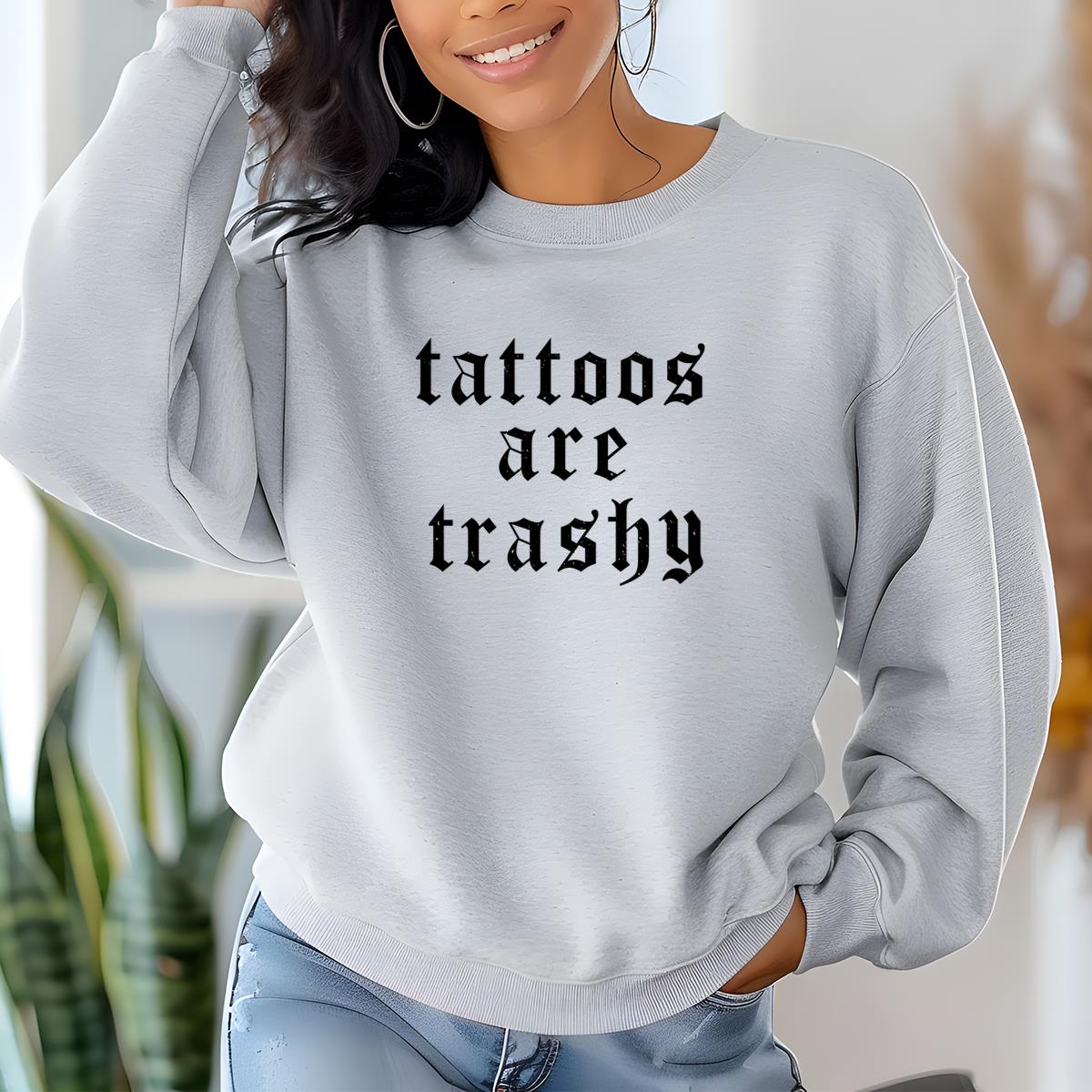 Anti-Tattoo Retro Trashy Tattoos Graphic Printed Funny Sayings Unisex T-Shirt