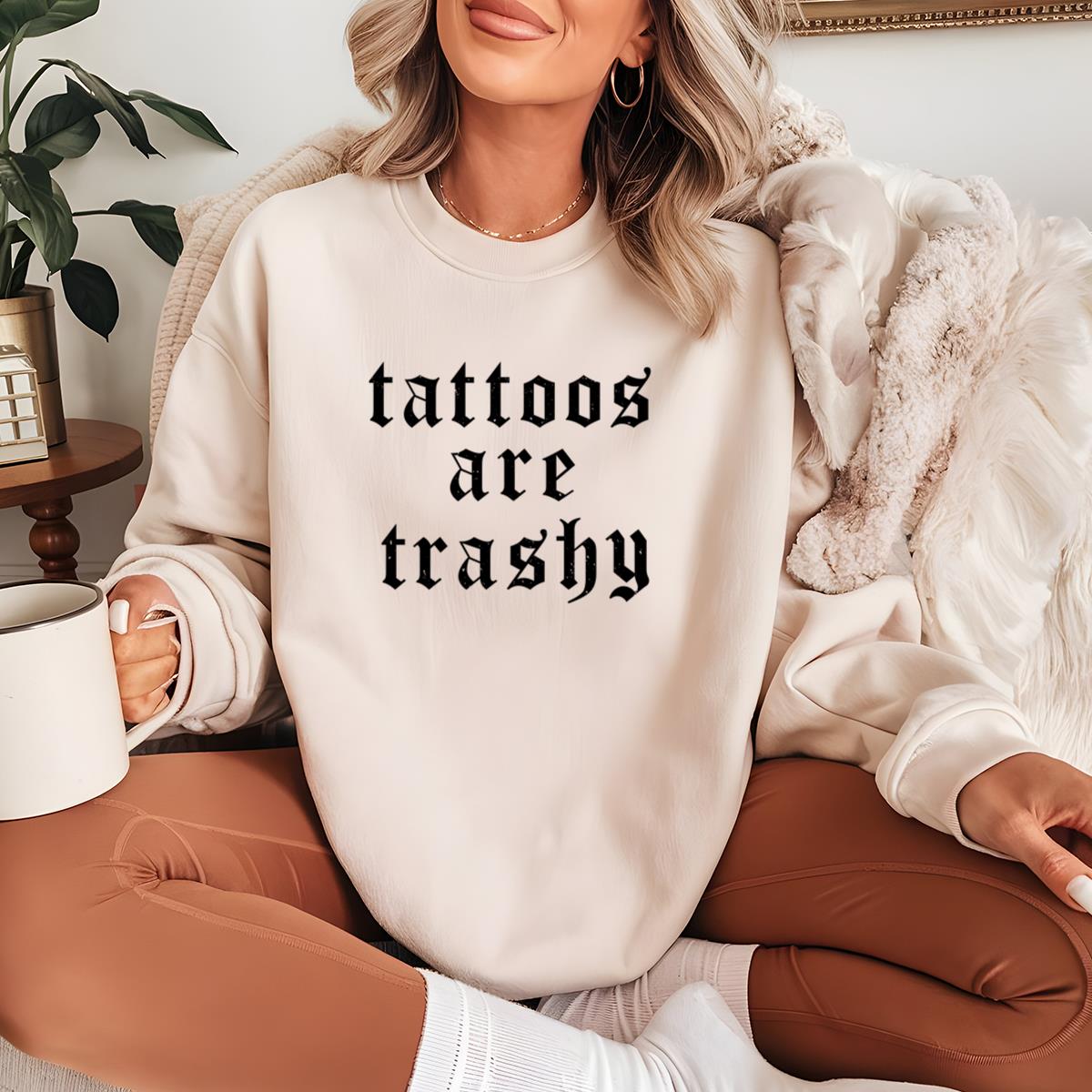 Anti-Tattoo Retro Trashy Tattoos Graphic Printed Funny Sayings Unisex T-Shirt