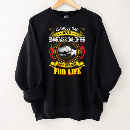 Asshole Dad And Smartass Daughter Best Friend For Life Classic Vintage Retro Family Black Unisex T-Shirt