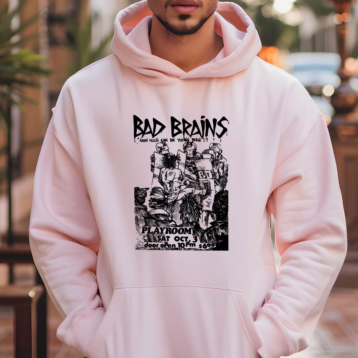 Bad Brains Vintage 80s Punk Rock Band Flyer Design Gold Creme Unisex T-Shirt