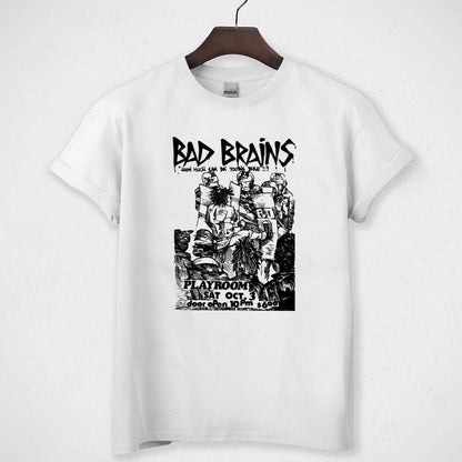 Bad Brains Vintage 80s Punk Rock Band Flyer Design Gold Creme Unisex T-Shirt