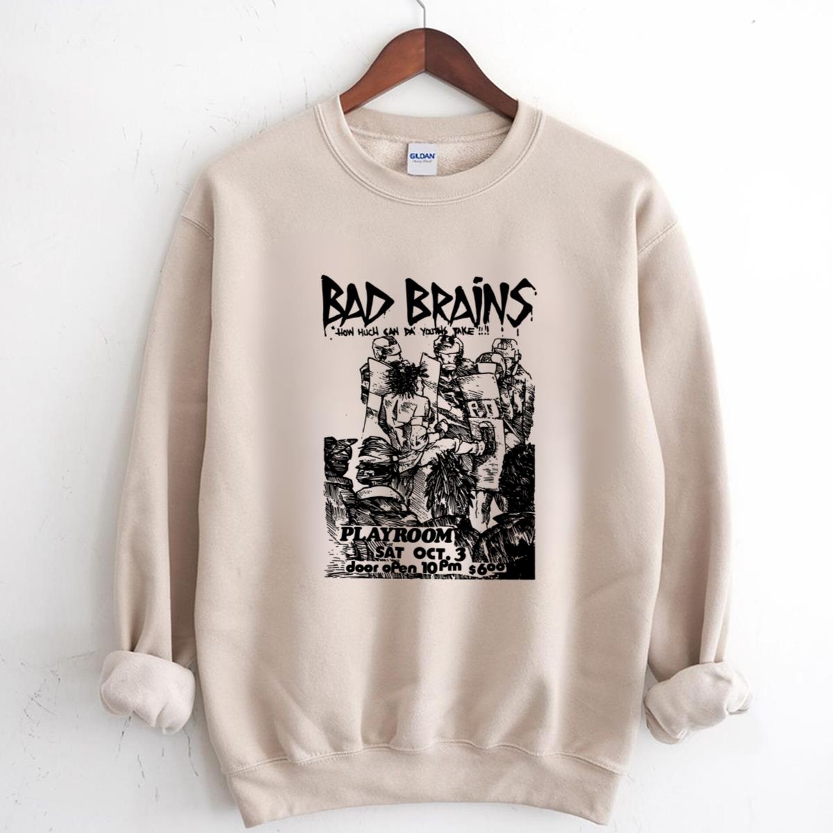 Bad Brains Vintage 80s Punk Rock Band Flyer Design Gold Creme Unisex T-Shirt