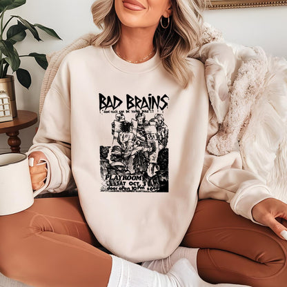 Bad Brains Vintage 80s Punk Rock Band Flyer Design Gold Creme Unisex T-Shirt