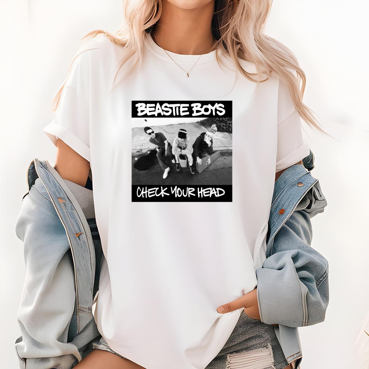 Beastie Boys Check Your Head Vintage 90s Hip Hop Band Official Fan and White Graphic Unisex T-Shirt