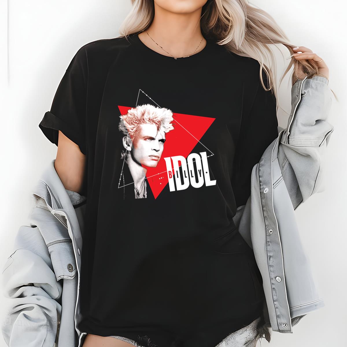 Billy Idol Vintage 80s Rock Musician Pose Official Fan Black Unisex T-Shirt