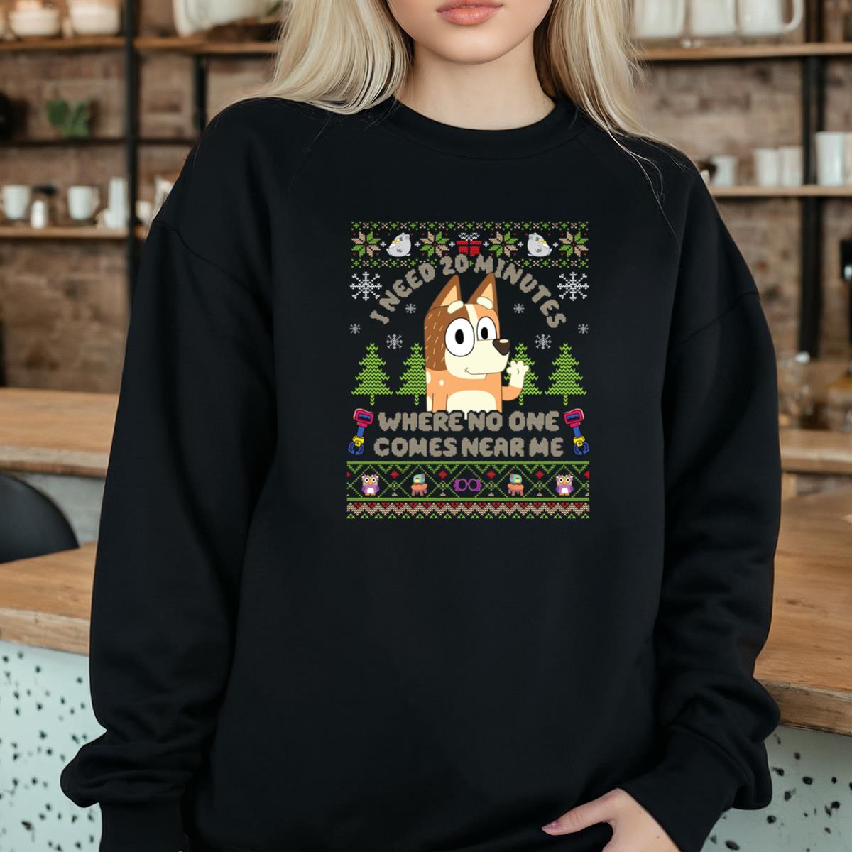 Bluey Retro Chilli Heeler Mom Christmas Sweater Bluey Mum Vintage Unisex Sweatshirt
