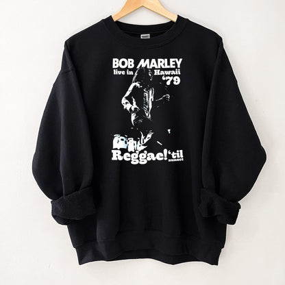 Bob Marley Vintage 1979 Live In Hawaii Reggae Fan Black Unisex T-Shirt