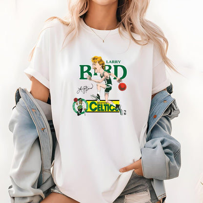 Boston Celtics Retro 90s Signature Funny Chibi Design Collector White Unisex T-Shirt