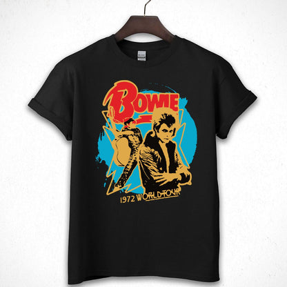 Bowie Vintage 1972 World Tour Retro Music Band Official Fan Black Unisex T-Shirt