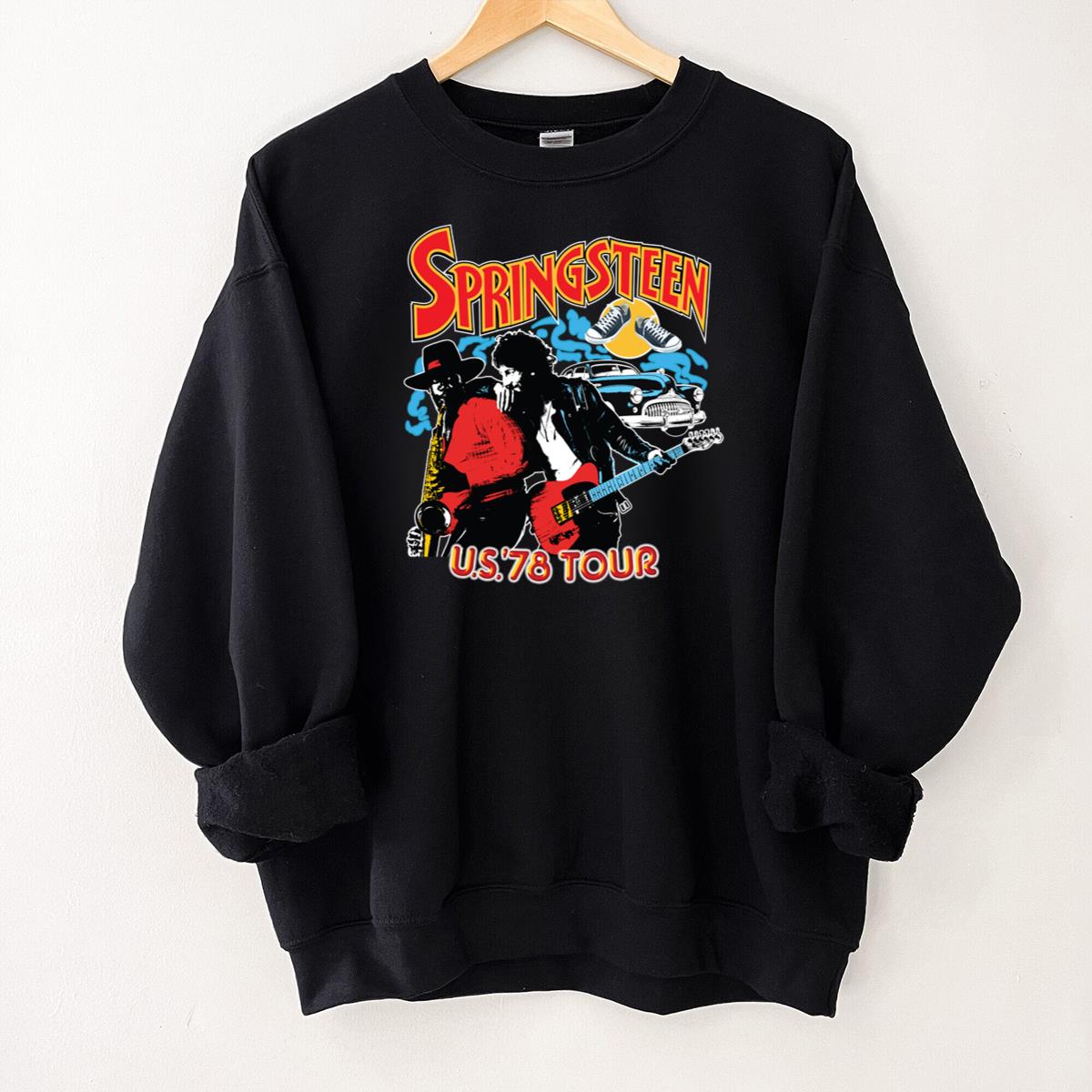 Bruce Springsteen Vintage 70s Tour Official Fan Crewneck Shirt Black Unisex