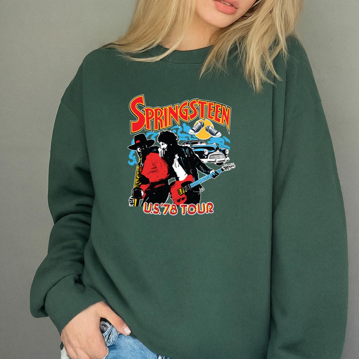 Bruce Springsteen Vintage 70s Tour Official Fan Crewneck Shirt Black Unisex