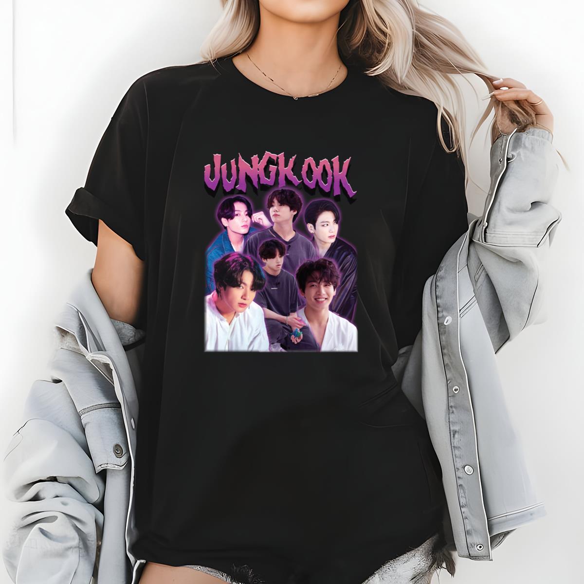 BTS Jungkook Retro 90s K-Pop Idol Fan Black Unisex T-Shirt