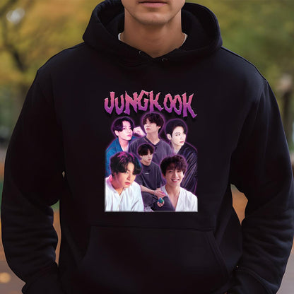BTS Jungkook Retro 90s K-Pop Idol Fan Black Unisex T-Shirt