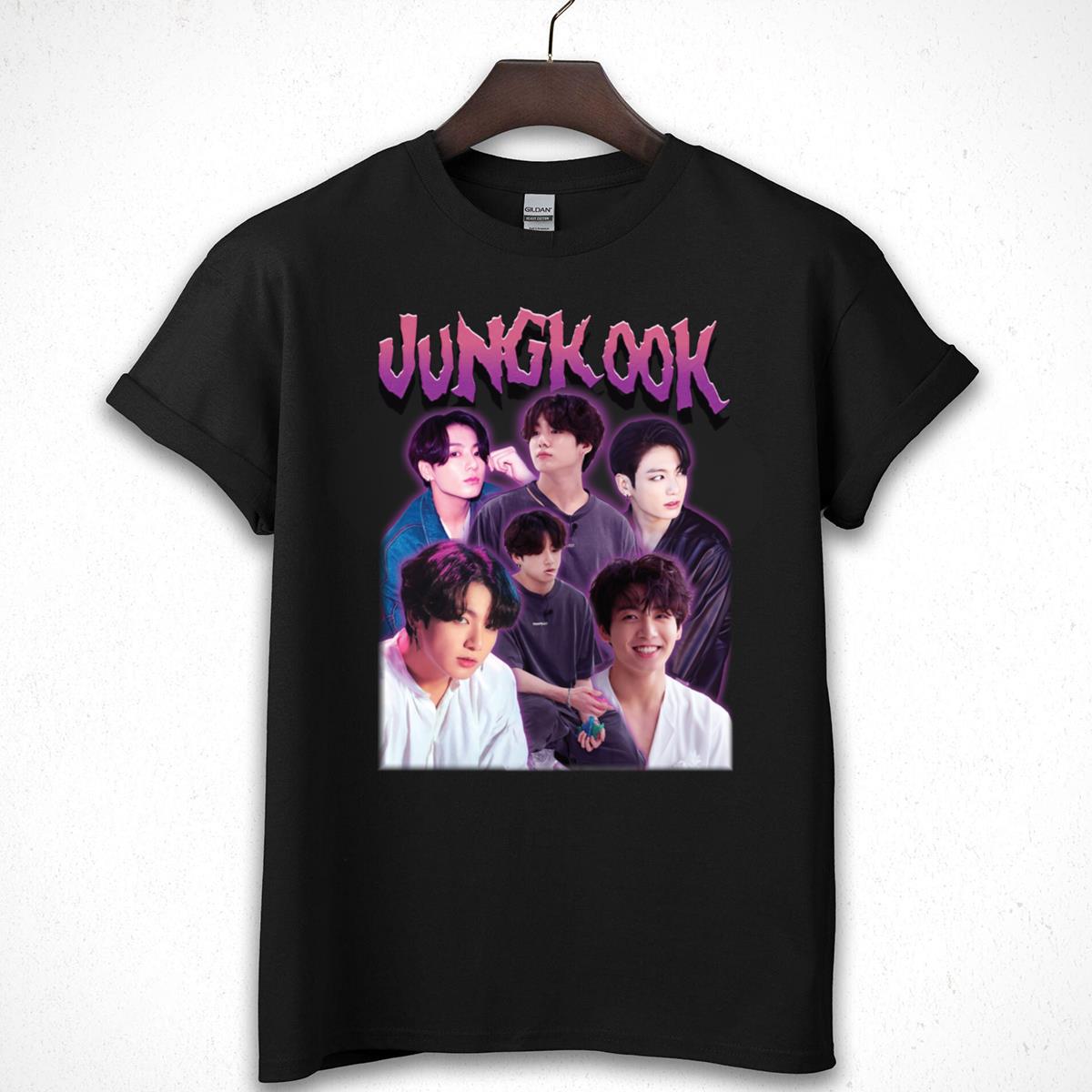 BTS Jungkook Retro 90s K-Pop Idol Fan Black Unisex T-Shirt