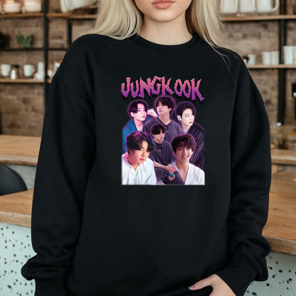 BTS Jungkook Retro 90s K-Pop Idol Fan Black Unisex T-Shirt