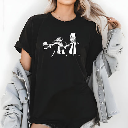 Cartoon Character Drinking Beer Funny Graphic Tee 