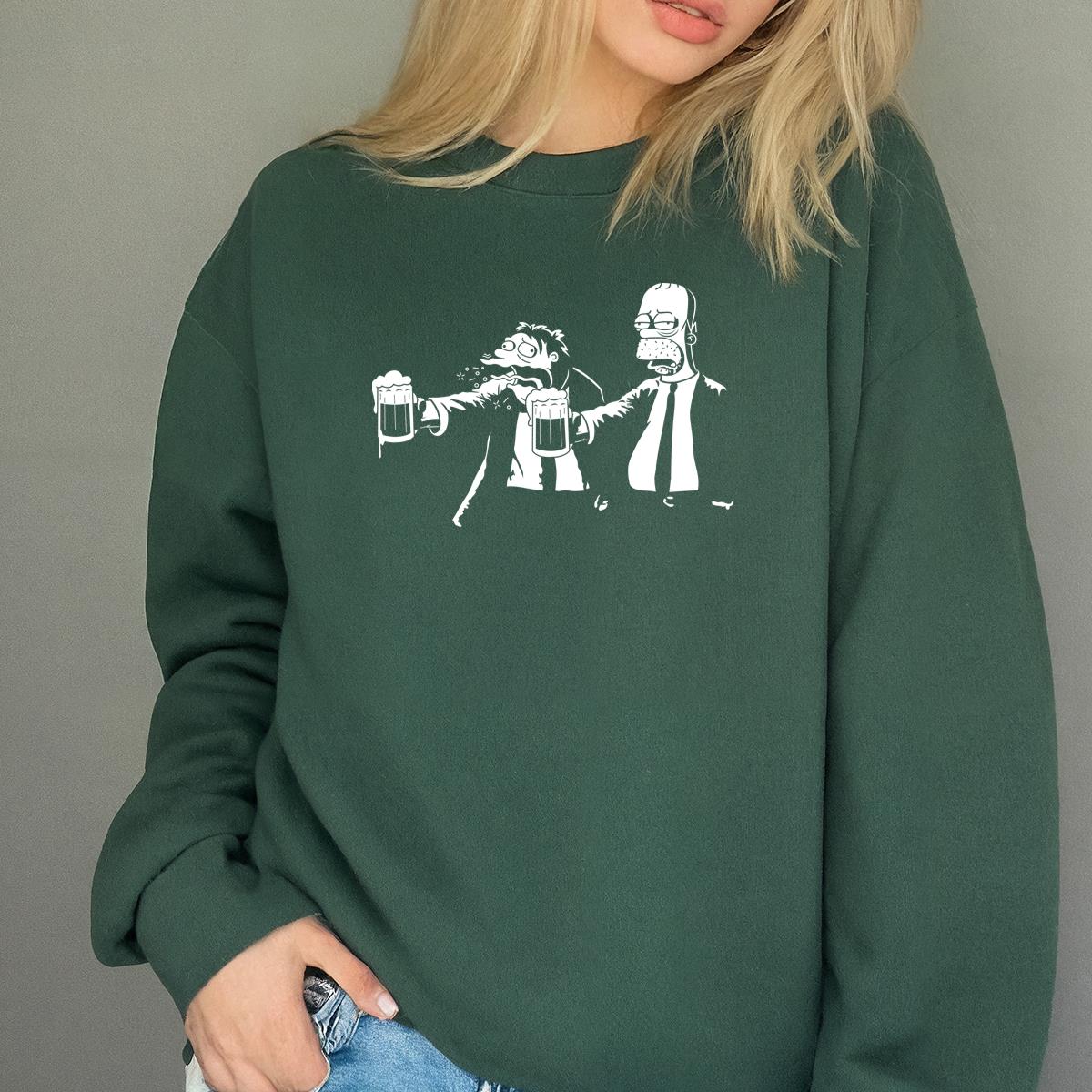 Cartoon Character Drinking Beer Funny Graphic Tee 