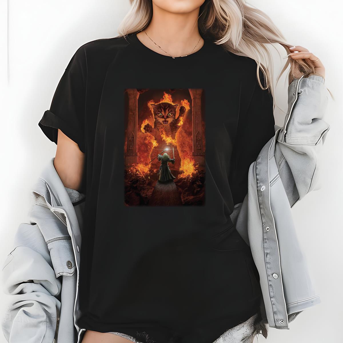 Cats Kittens Kitty Gandalf Catdalf Lord Of The Rings Wizard Magic The Mountain Vintage Fantasy Collector Black Unisex T-Shirt