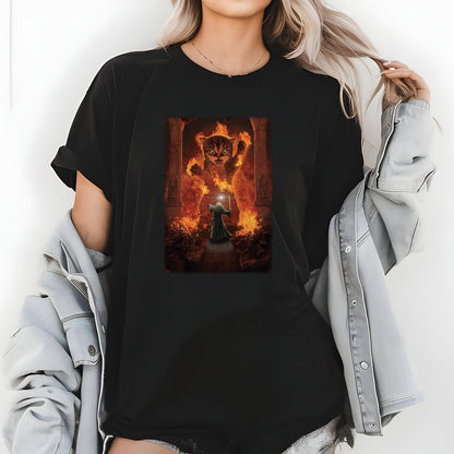 Cats Kittens Kitty Gandalf Catdalf Lord Of The Rings Wizard Magic The Mountain Vintage Fantasy Collector Black Unisex T-Shirt