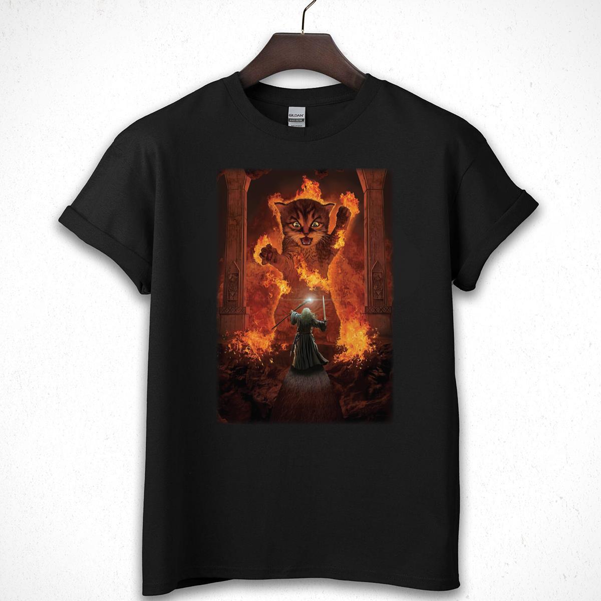 Cats Kittens Kitty Gandalf Catdalf Lord Of The Rings Wizard Magic The Mountain Vintage Fantasy Collector Black Unisex T-Shirt
