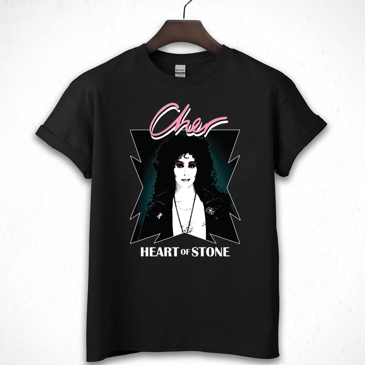 Cher Heart of Stone Vintage 80s Retro Official Fan Black Unisex T-Shirt