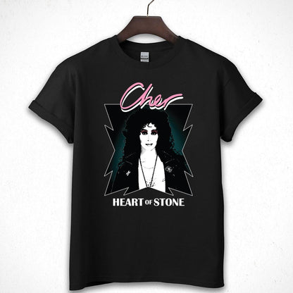 Cher Heart of Stone Vintage 80s Retro Official Fan Black Unisex T-Shirt