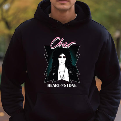 Cher Heart of Stone Vintage 80s Retro Official Fan Black Unisex T-Shirt