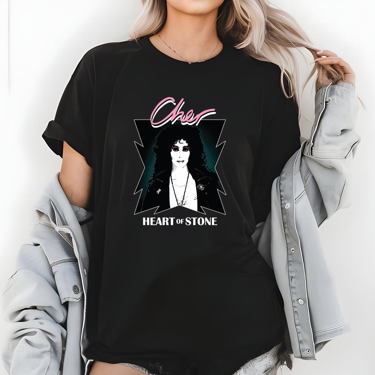 Cher Heart of Stone Vintage 80s Retro Official Fan Black Unisex T-Shirt