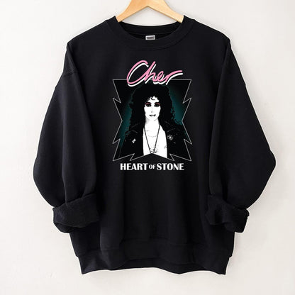 Cher Heart of Stone Vintage 80s Retro Official Fan Black Unisex T-Shirt