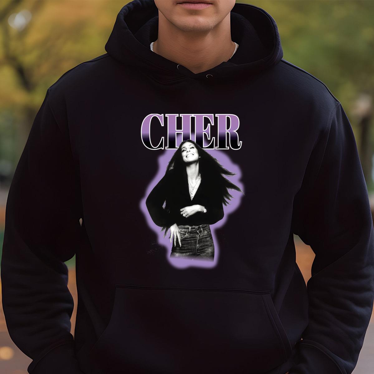 Cher Vintage 70s Pop Icon Retro Purple Outline Unisex T-Shirt