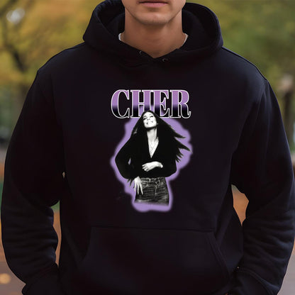 Cher Vintage 70s Pop Icon Retro Purple Outline Unisex T-Shirt