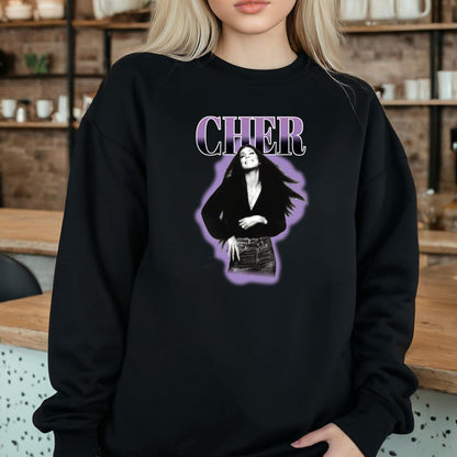 Cher Vintage 70s Pop Icon Retro Purple Outline Unisex T-Shirt