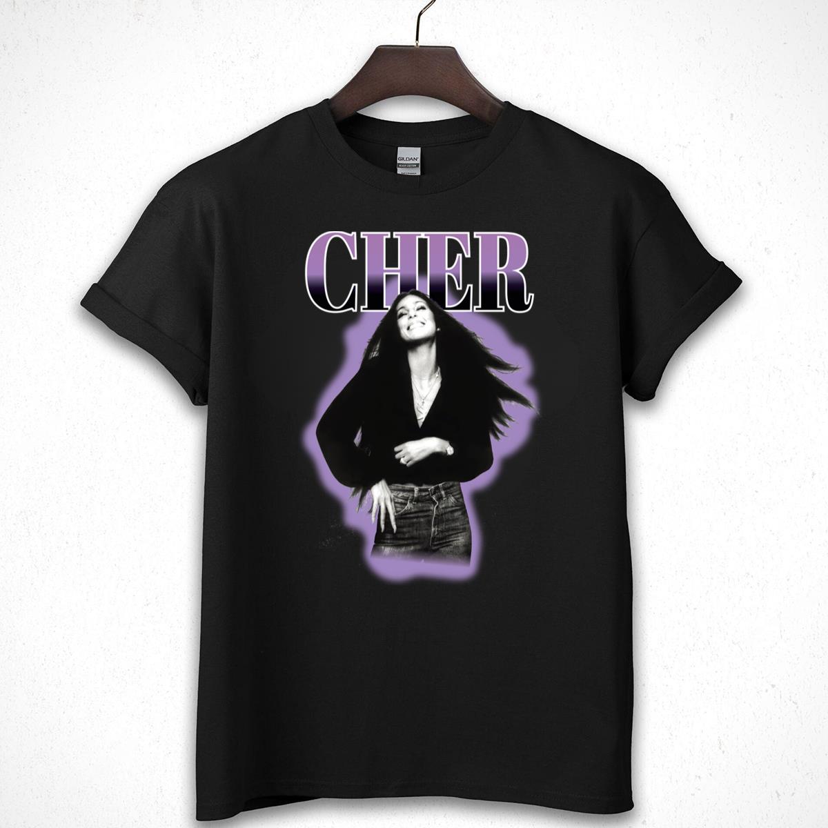 Cher Vintage 70s Pop Icon Retro Purple Outline Unisex T-Shirt